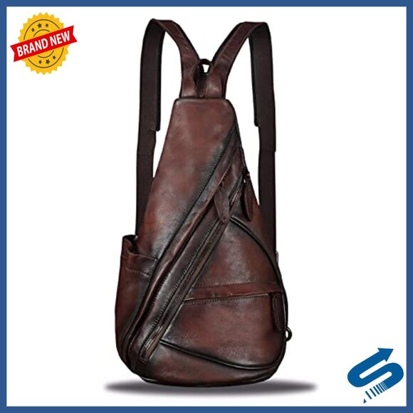 Genuine Leather Sling Backpack, Convertible Daypack for iPad & Daily Use main image 6